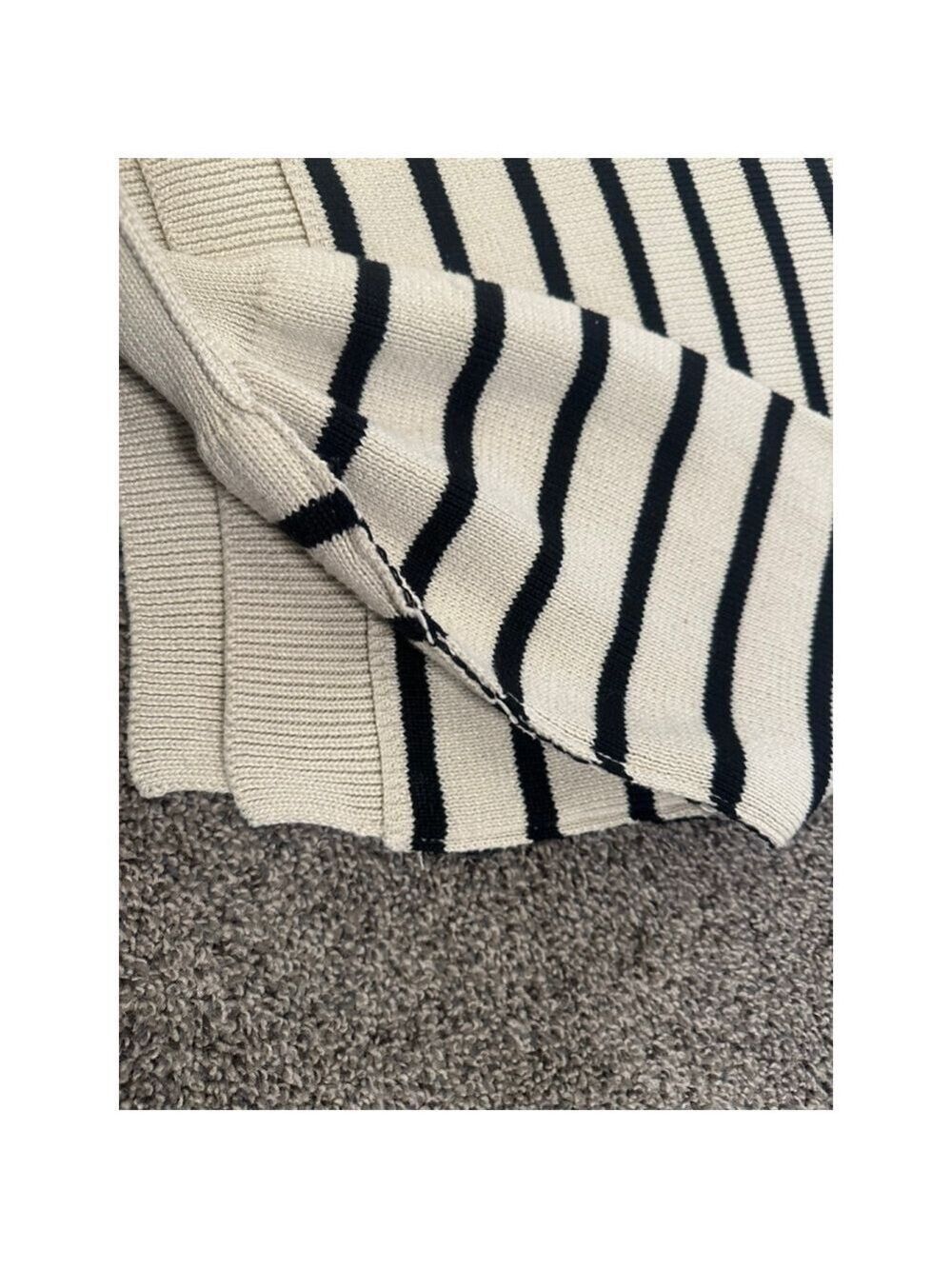 COMMENSE Crew Neck Sweater Off White Black Medium - Picture 4 of 10